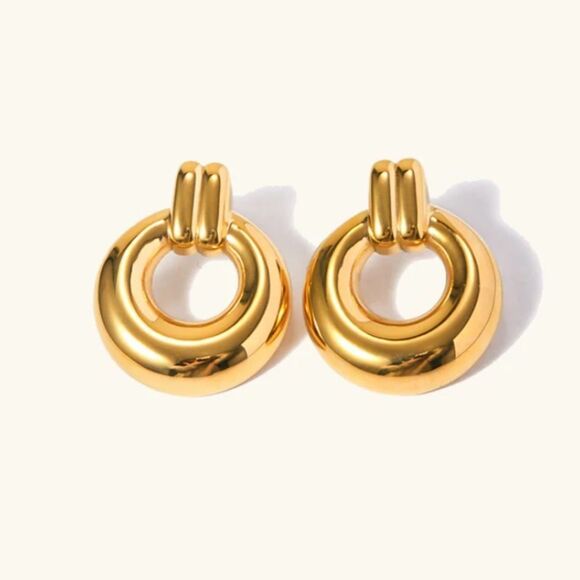 Gold Hoop Earrings A1102 - Picture 1 of 3